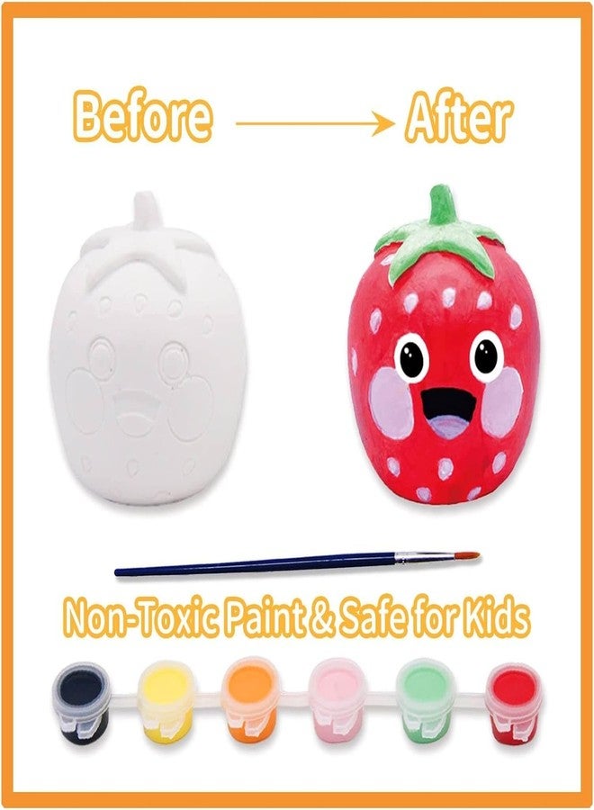 Funto Paint Your Own Fruits Painting Kit, 13 PCS Crafts Set for Kids, STEAM Project Creative Activity DIY Toys with 6 Figurines, 6 Paint Pots, 1 Brush - Image 3